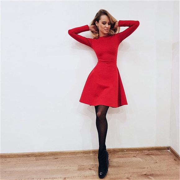 Pure Classic Long Sleeve Red Dress  - Picture 1 of 5